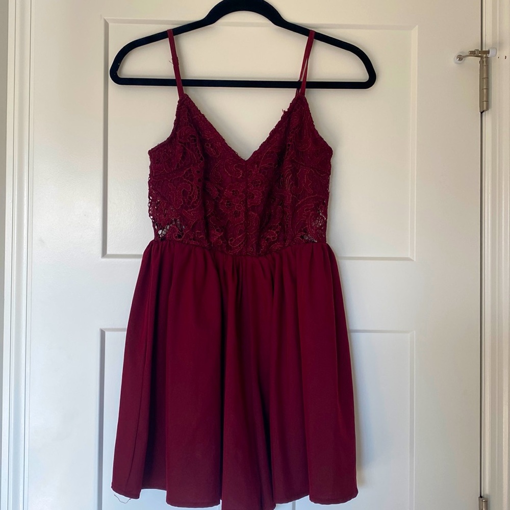 Maroon Lace Romper